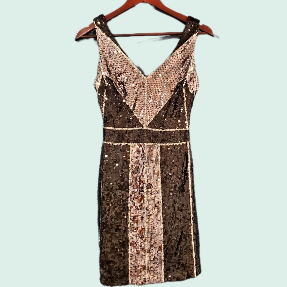 Black and Silver Sequin Mini Dress